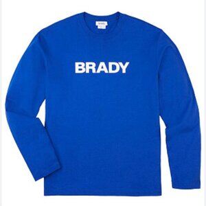 NWT BRADY Men's Brady Blue Wordmark Long Sleeve T-shirt Size XL